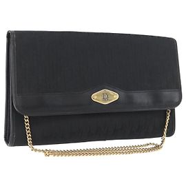 Bolsa de ombro em canvas Trotter Christian Dior preta e dourada Auth mr2080 Preto Dourado