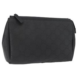 GUCCI GG Canvas Clutch Bag Nylon Schwarz Silber 014 1126 Auth mr2106 Schwarz Silber