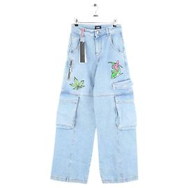GCDS Jeans retos de algodão azul Azul