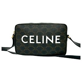 Céline Bolsa de ombro de couro Celine Triomphe Medium Marrom