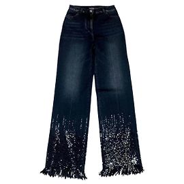 Pantalones de mezclilla negros con flecos de lentejuelas CHANEL Negro