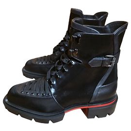 Christian Louboutin Black Leather Ankle Boots, Men, 42 EU Black