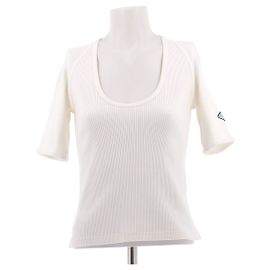 Top Bottega Veneta in cotone bianco con maniche medie Bianco