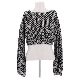 Autre Marque Blusa negra con estampado blanco Negro