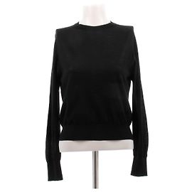 The row Top negro de cachemira de mangas largas Negro