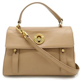 Yves Saint Laurent Pink Beige Leather Handbag/Shoulder Bag Beige