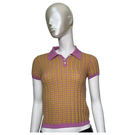 Autre Marque Polo Guest In Residence de algodón jacquard gingham Fuchsia Citrino Multicolor