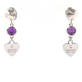 Pendientes de corazón de plata 925 Gucci con amatista Plata Púrpura
