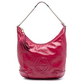 Bolsa de Ombro Soho em Couro Patente Rosa Gucci Rosa Outro