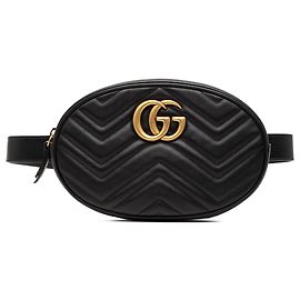 Gucci Black GG Marmont Matelasse Leather Belt Bag Black
