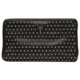 Prada Black Studded Leather Clasp Clutch Black
