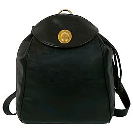 Dior Black Grained Leather Backpack Black