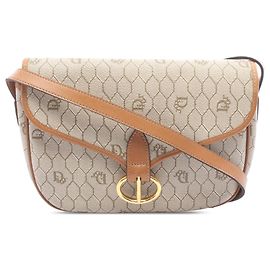Sac en toile enduite à motif nid d'abeille marron Dior Marron Beige