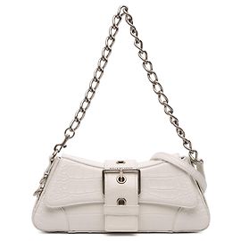 Balenciaga White Small Croc Embossed Leather Lindsay Satchel White