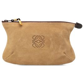 LOEWE Braune Wildleder Anagram Clutch Braun Hellbraun