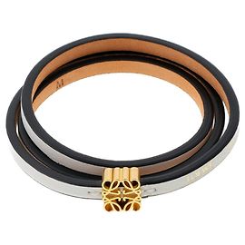Pulseira de couro Anagram Twist da Loewe Branco