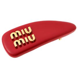 Clip para el cabello de cuero charol rojo Miu Miu Roja