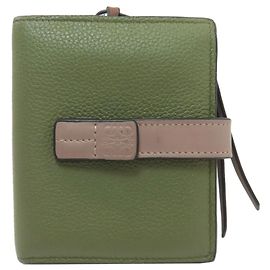 Carteira bifold vertical em couro marrom e verde Loewe Marrom Verde