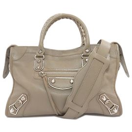 Bolsa Balenciaga Classic Metallic Edge City S Marrom