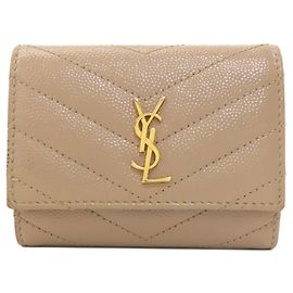 Saint Laurent Beige Leather Keycase Beige