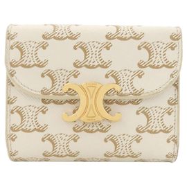 Céline Portefeuille pliant Celine Macadam Blanc