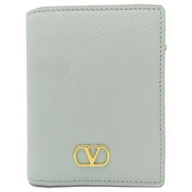Valentino Light Green Leather Bi-Fold Wallet Light green