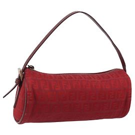 Fendi Pochette Shoulder Bag Zucchino Canvas Small Red
