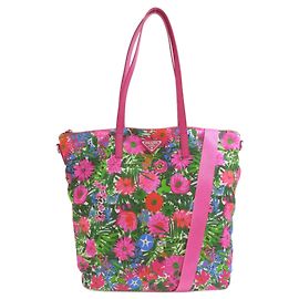 Prada Logo Metal Flower 2-Way Tote Bag Pink