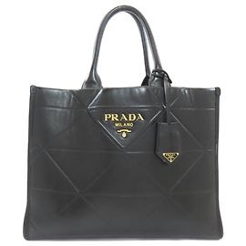 Bolsa de couro de bezerro costurada à mão Prada Symbol Preto