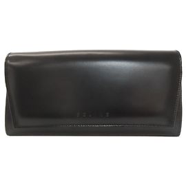 Céline Celine Black Leather Long Wallet Black