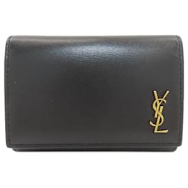 Yves Saint Laurent Leather Keycase in Black Black