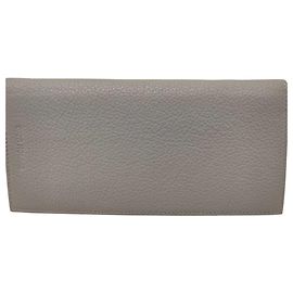 Christian Dior Dior Homme Gray Leather Bi-fold Long Wallet Brown