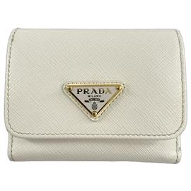 Billetera blanca plegable Saffiano Prada Blanco