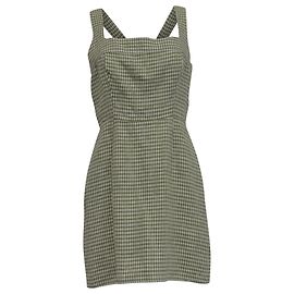 Robe Mini à Imprimé Vichy Celosia en Coton Vert de Reformation Vert
