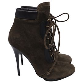 Stivaletti con lacci Giuseppe Zanotti in suede verde oliva Verde Verde oliva