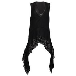 Blusa assimétrica sem mangas em seda preta com renda Altuzarra Preto