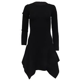 Michael Kors Strickkleid im asymmetrischen Mini-Stil aus schwarzer Wolle Schwarz