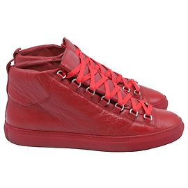 Baskets Hautes Arena Balenciaga en Cuir Rouge Rouge Bordeaux