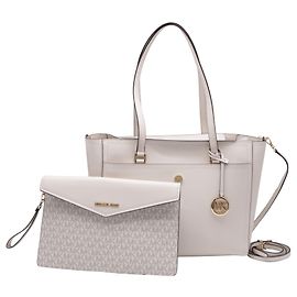 Bolsa Tote 3 em 1 em couro texturizado branco Michael Kors Maisie Large Branco Cru