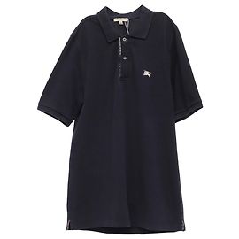 Polo em algodão preto com logo bordado Burberry Azul Azul marinho