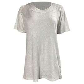 Camiseta de algodão branco com detalhes em renda Iro Branco Cru