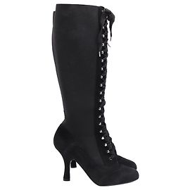 Botas de cano alto com cadarço em camurça preta da Dolce & Gabbana Preto