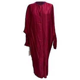 Vestido midi estampado Dries Van Noten em viscose bordô e rosa Vermelho Bordeaux