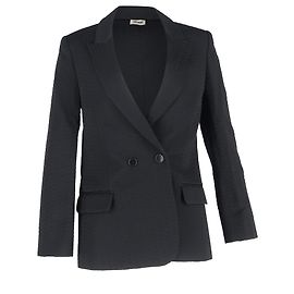 Zadig & Voltaire Textured Double-Breasted Blazer in Black Cotton Black