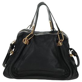 Chloé Chloe Paraty Top Handle Bag Leather Medium Black