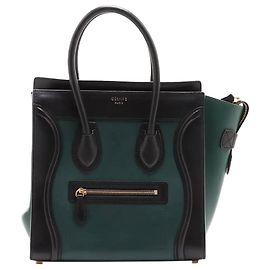 Céline Borsa Micro Luggage verde scuro e nera Verde