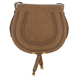 Chloé Chloe Marcie Saddle Bag Leather Medium Beige