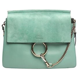 Chloé Sac en daim et cuir Faye turquoise Vert