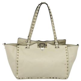 Tote Rockstud en cuir souple petit de Valentino Garavani Blanc