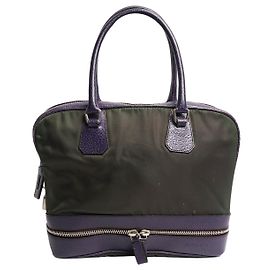 Prada Borsa a mano in nylon tessuto verde e viola Altro